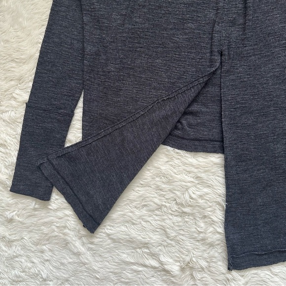 Free People We The Free Sweater Split Back Turtleneck Top Dark Gray S - Picture 7 of 12